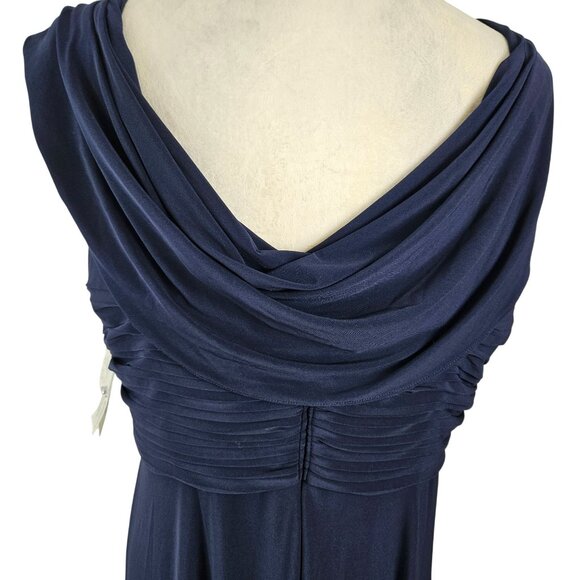 Alex Evenings Navy Blue Beaded Ruched Gown Size 16P Elegant Evening Maxi Dress - Picture 15 of 15